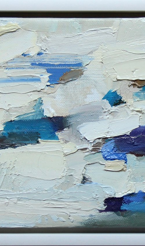 OPEN BOOK/White abstract oil painting by Ana Saut