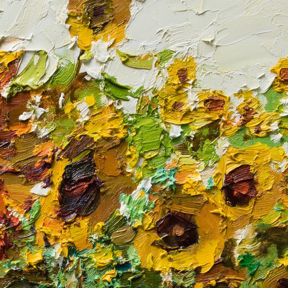 Sunflowers  Impasto Oil painting