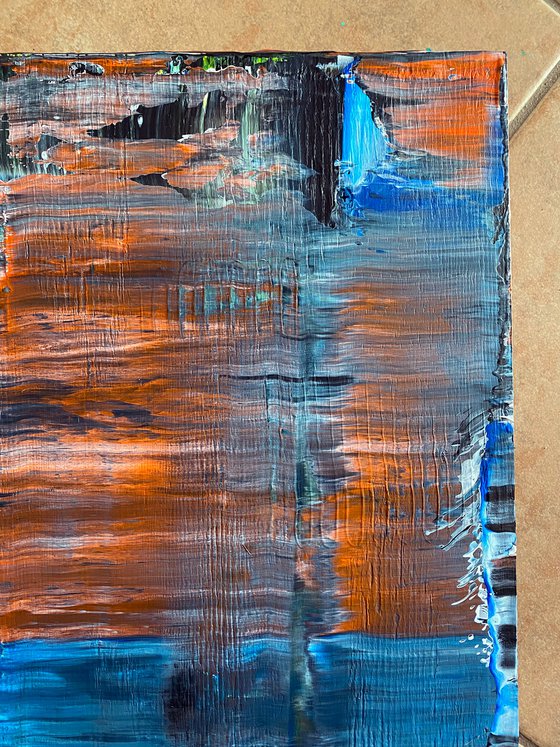 "Tower Of Ghosts" - FREE USA SHIPPING - Original PMS Abstract Acrylic Painting On Reclaimed, Upcycled Wood - 20" x 48"