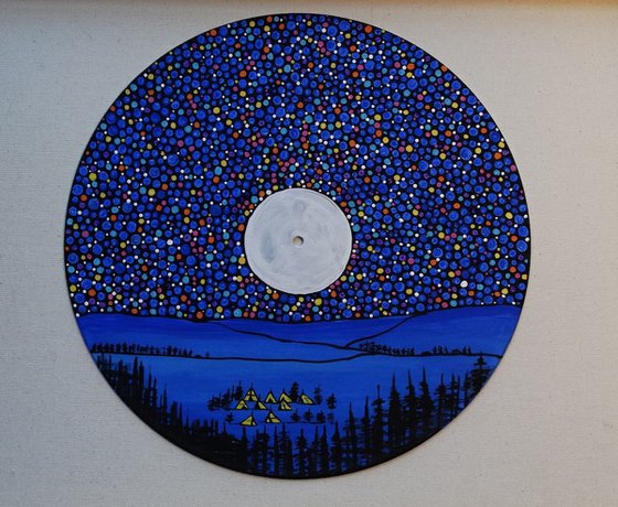 Little village under the stars, on vinyl record