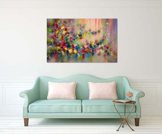 "Melody of the Sunset" VERY LARGE Floral Painting