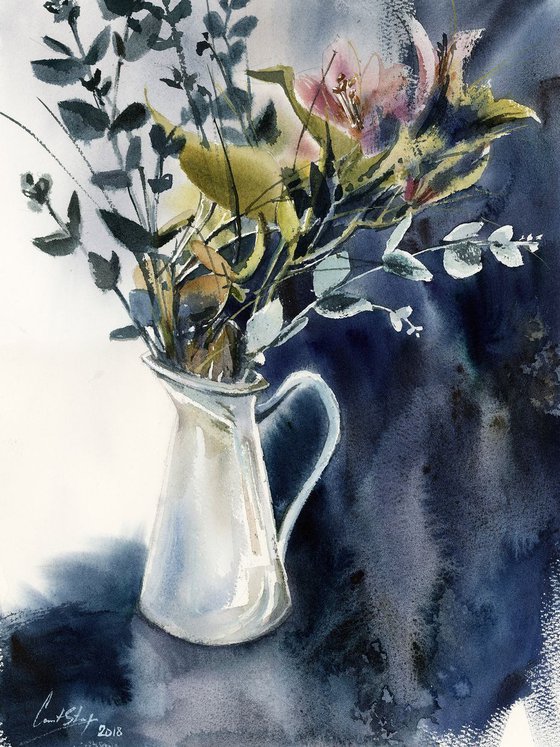 Bouquet in a white vase