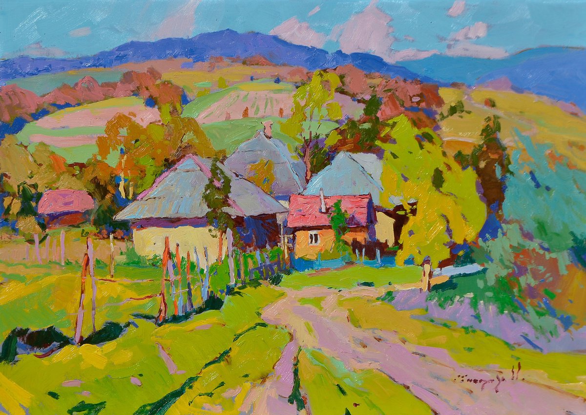 Impressionistic Landscape Oil Painting By Alexander Shandor, 31 X 24, Enchanted Valley, Original Artwork