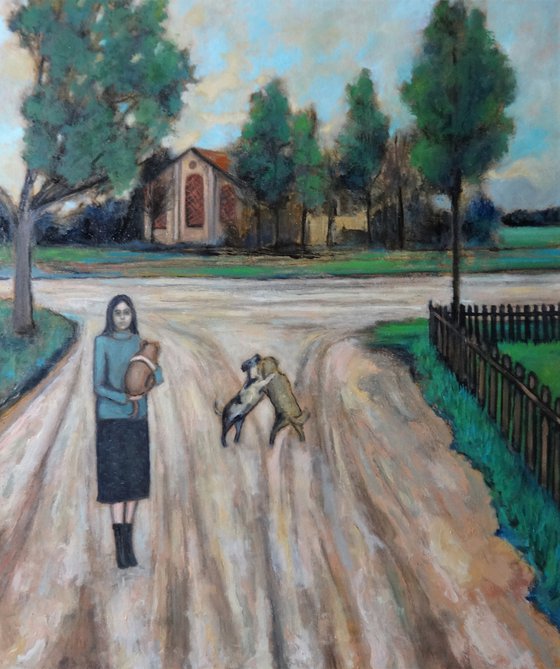 Girl with dogs