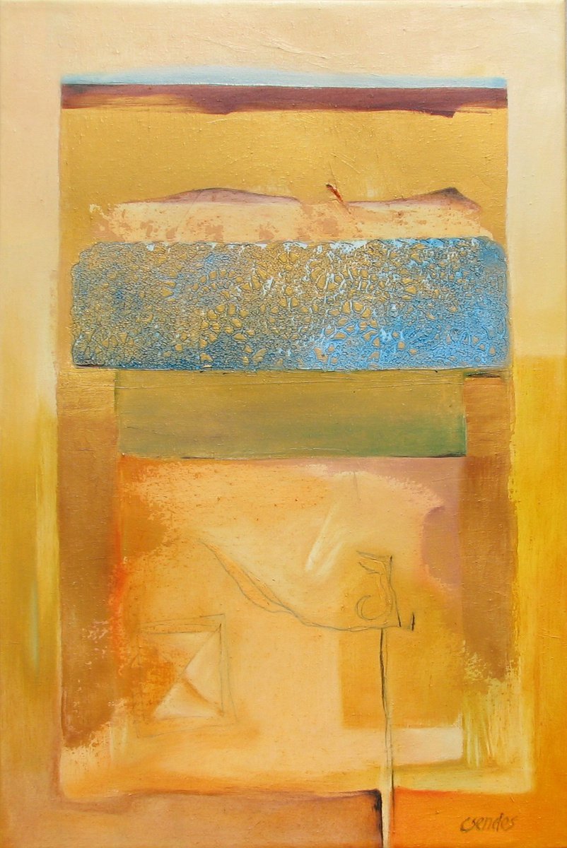 Abstract Oil Painting By Csaba Csendes, 16 X 24, Lace Lake, Original Artwork