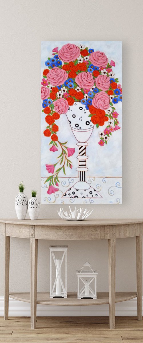 Red and Pink Roses by Karen Rieger