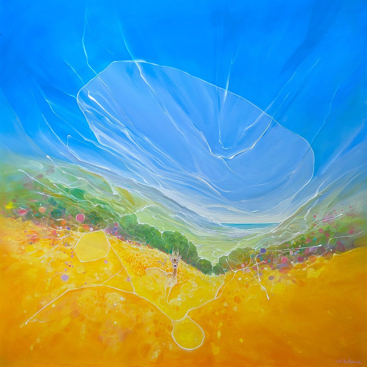 Expressive Landscape Oil Painting By Gill Bustamante, 36 X 36, A Perfect Chaos, Original Artwork