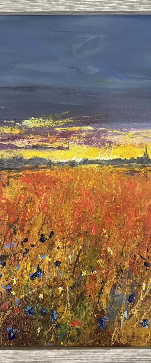 Distant Church summer cornfields by Teresa Tanner