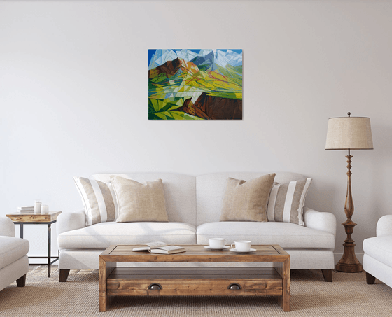 Cubism - Mountains - 2 (60x80cm, cubism, oil painting, ready to hang)