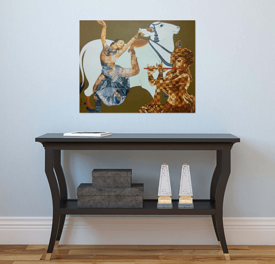 Radha Krishna and Happy Cow