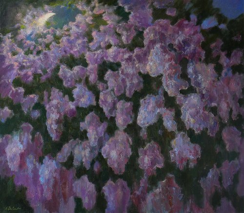 May Night In The Blooming Garden - Lilacs painting by Nikolay Dmitriev