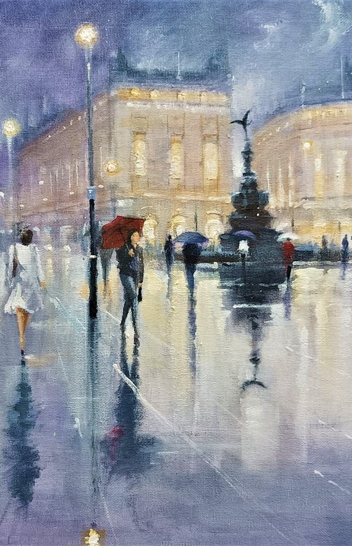 Evening rain Piccadilly by Alan Harris