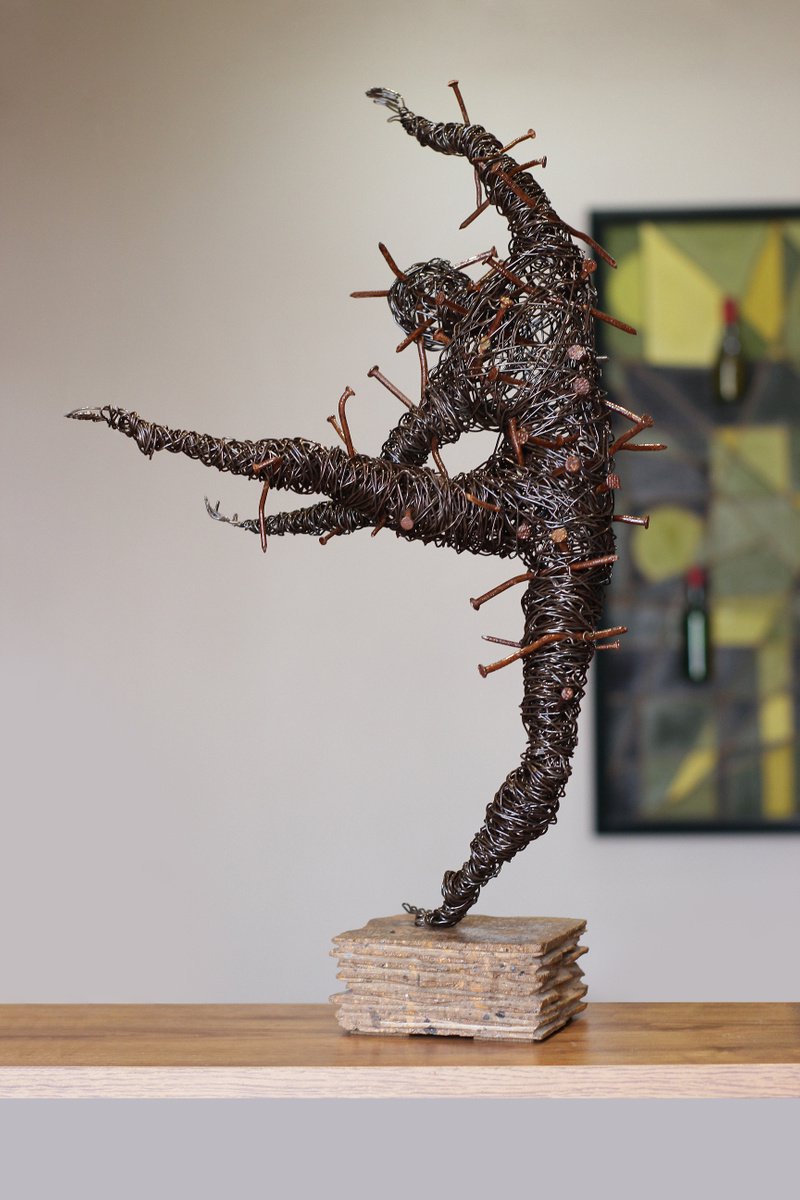 Abstract Portrait Sculpture By Karen Axikyan, 10 X 22", Despite The Pain, Original Artwork