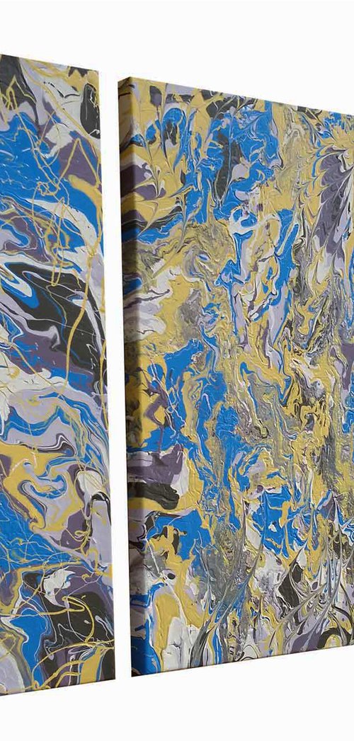 Free Flow | 45" x 30" | Triptych by Alexandra Romano