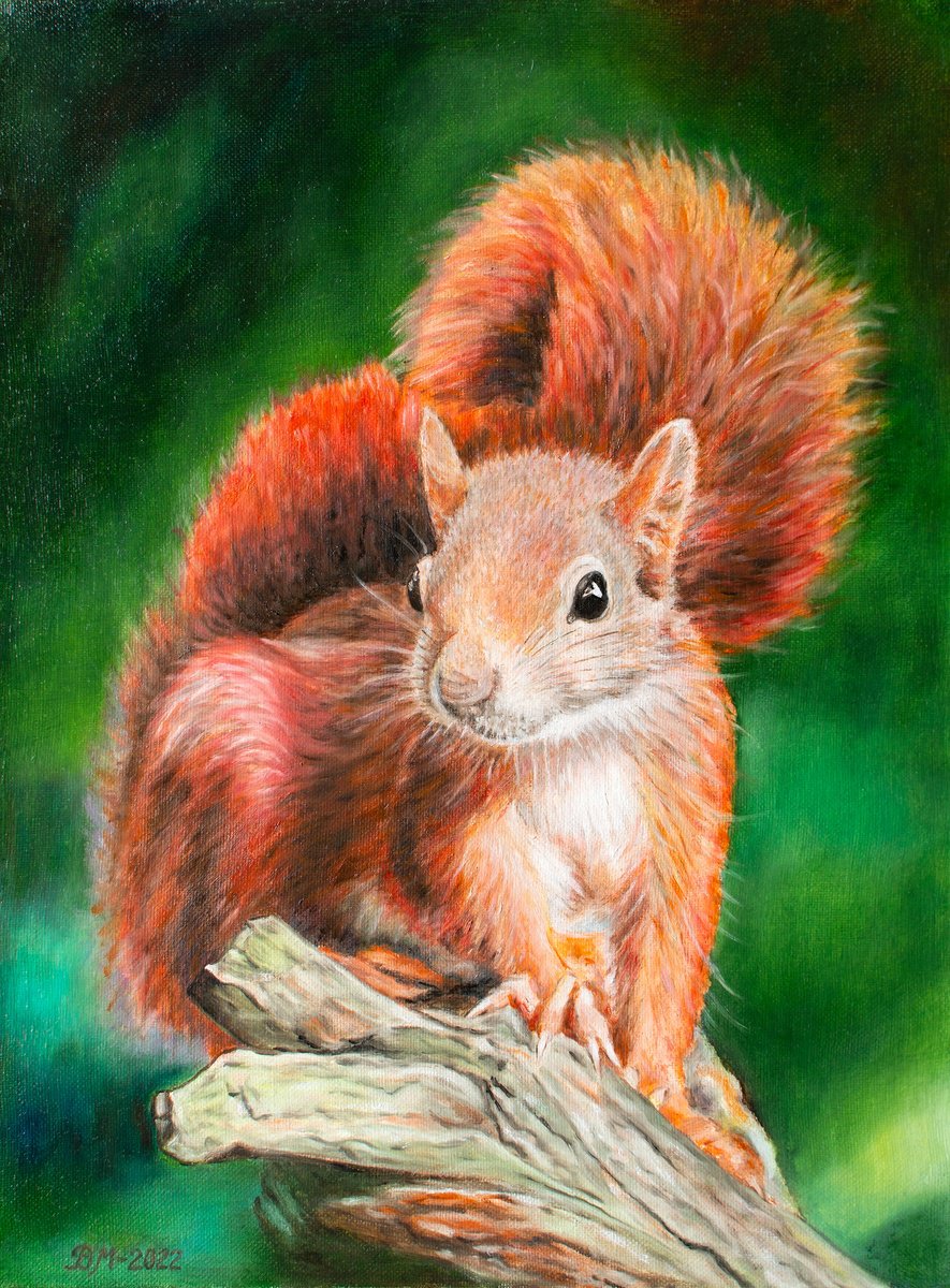 Red and Curious - original oil painting, animal painting, home decor, gift, wall art, art... by Vera Melnyk