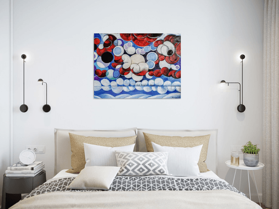 Winter evening-2 (60x80cm, cubism, oil painting, ready to hang)