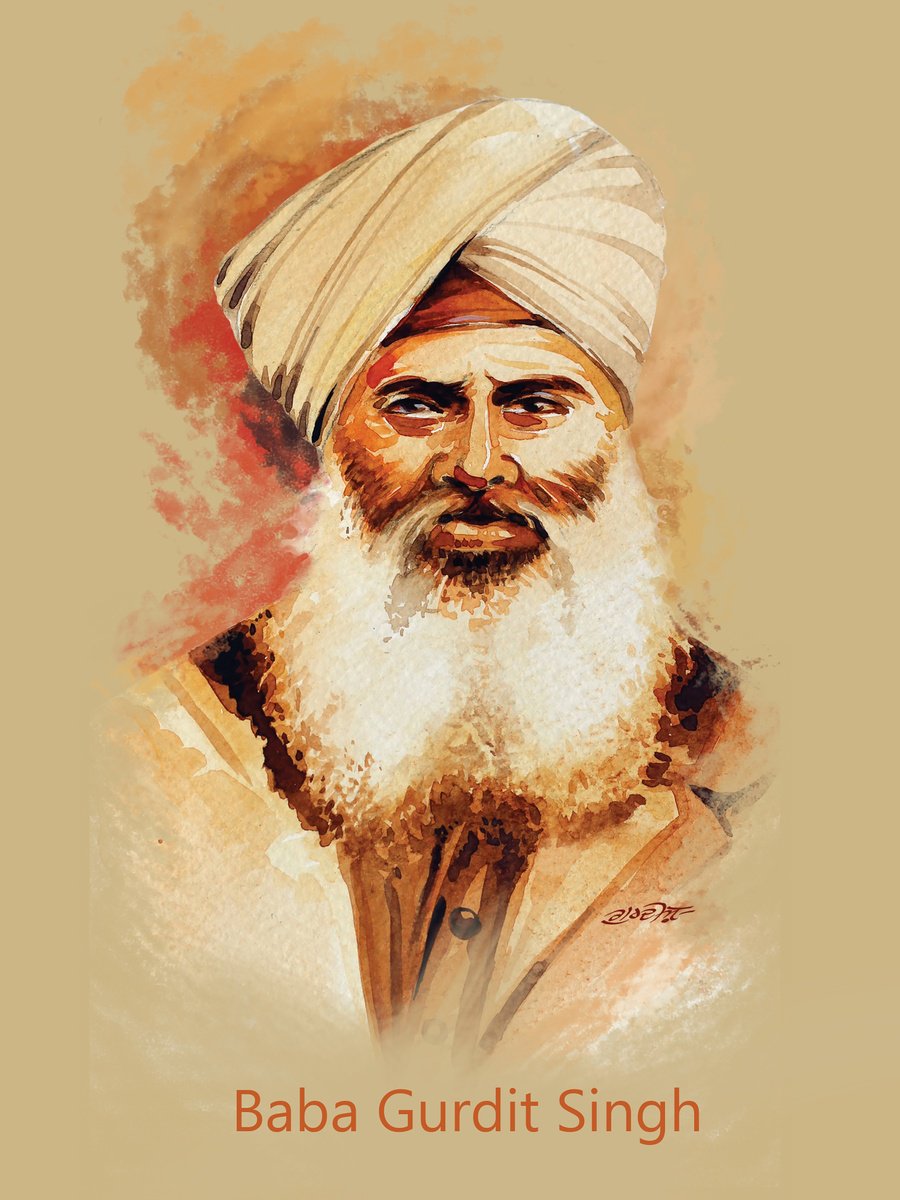 Photorealistic Portrait Acrylic Painting By Artist Gurdish Pannu, 30 X 40, Baba Gurdit Singh, Original Artwork