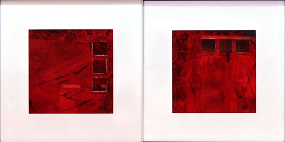 Red Composition - Acrylic Art Painting, Framed, Matted Painting, Abstract Painting,  Large Painting, Wall Art