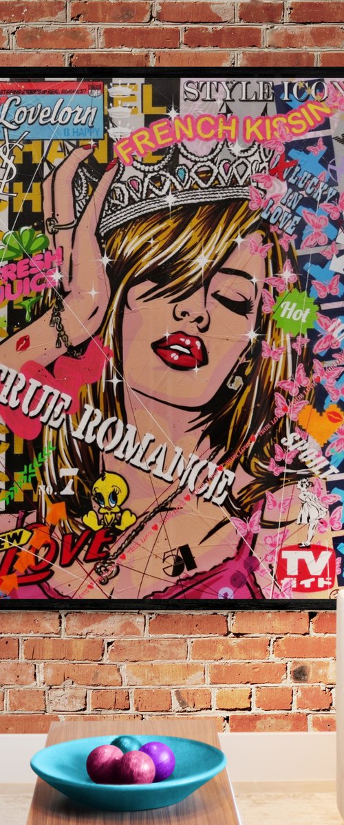 Candy Princess 140cm x 100cm Beauty Queen Textured Urban Pop Art by Franko