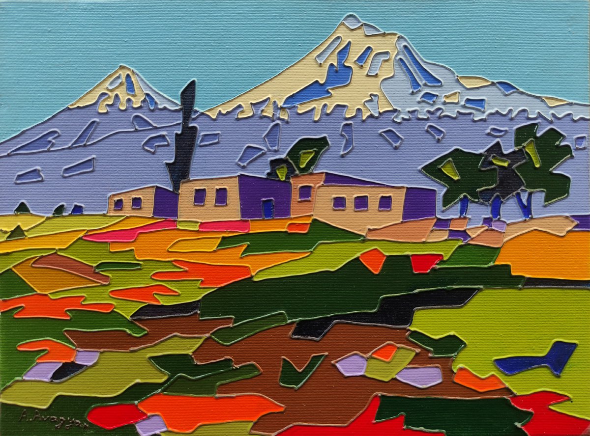 Village in the valley of Ararat - |Unique style of painting| by Ash Avagyan