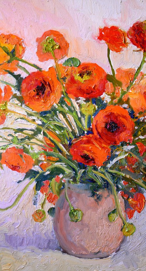 Orange Buttercups, Ranunculus by Suren Nersisyan