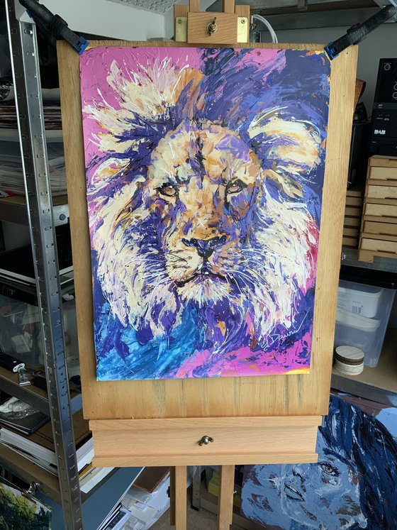 Colourful Lion portrait