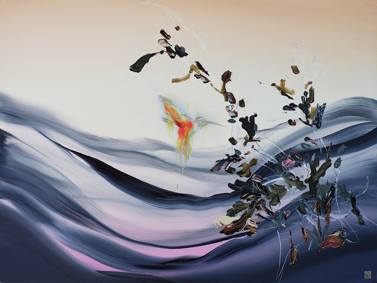 Abstract Acrylic Painting By Novi Lim, 48 X 36", Nectar