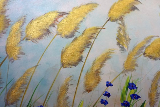 Gold Pampas - Large Original Painting 60" x 20"