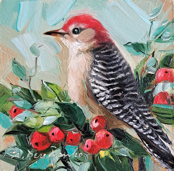 Woodpecker bird painting