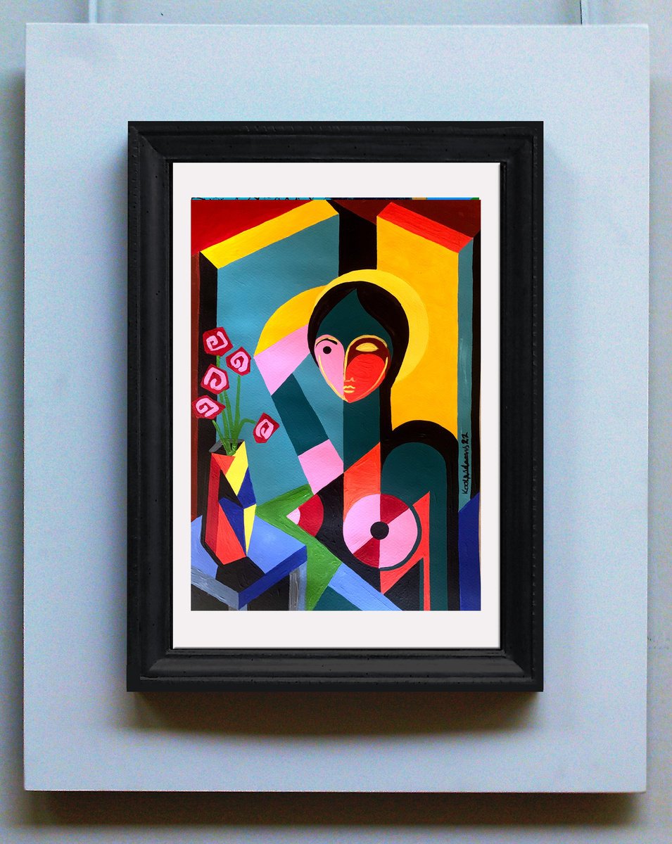 Woman With Red Roses By Koola Adams, 12 X 17, Artwork For Sale On Artfinder