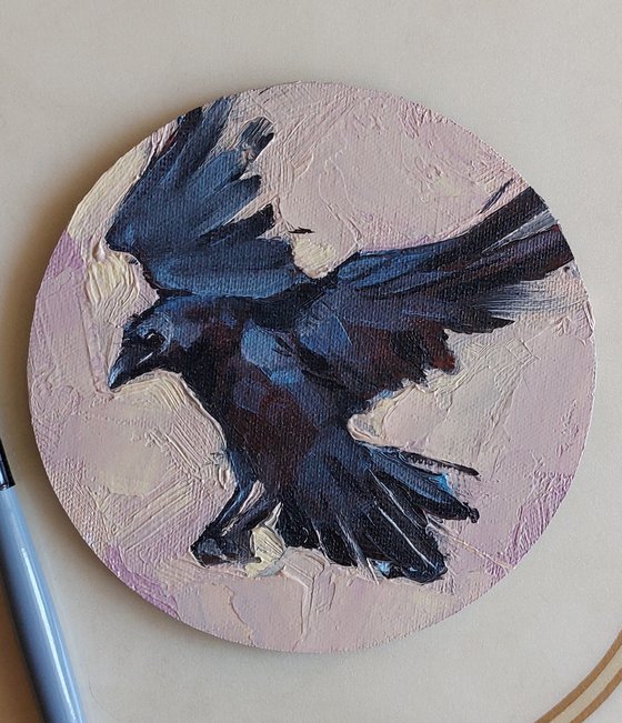 Crow oil painting