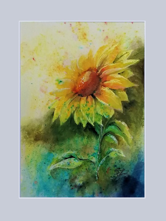 Sunflower in watercolour