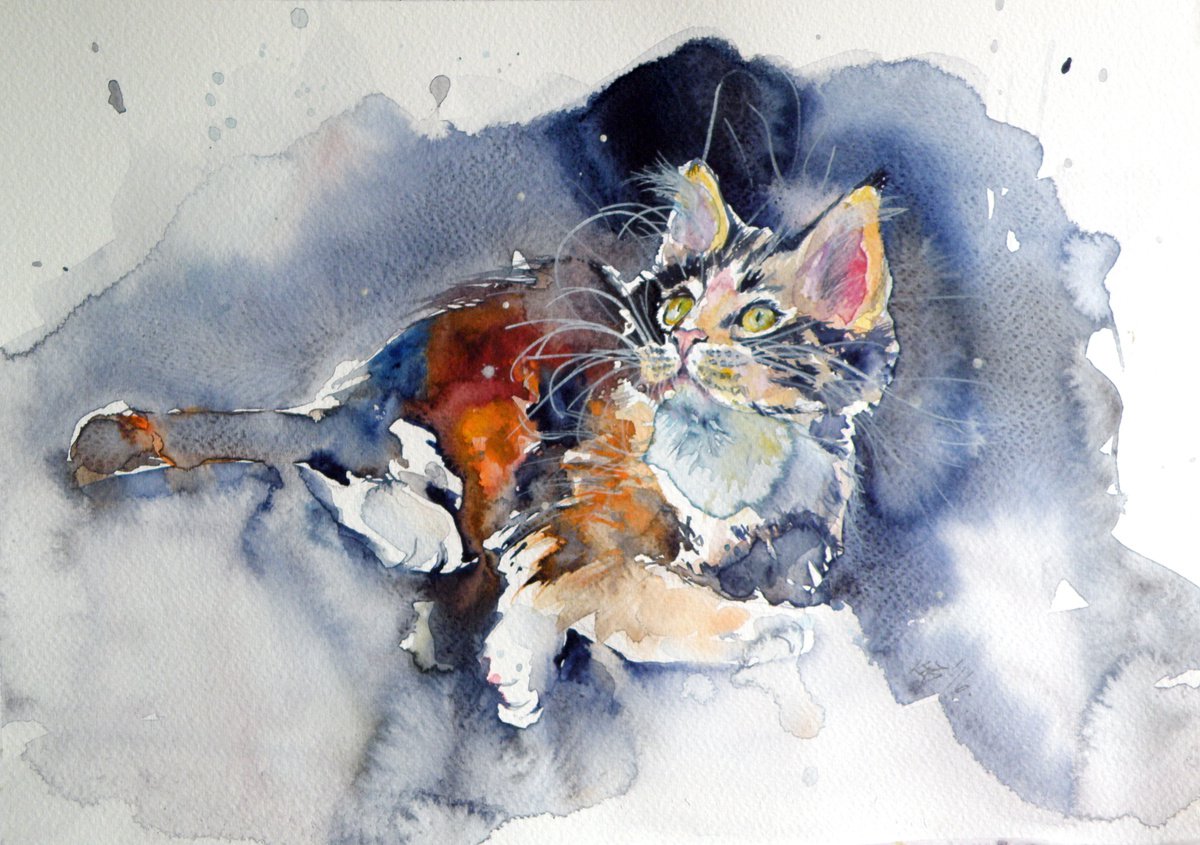 Cat resting /26 x 37,5 cm/ by Kovcs Anna Brigitta
