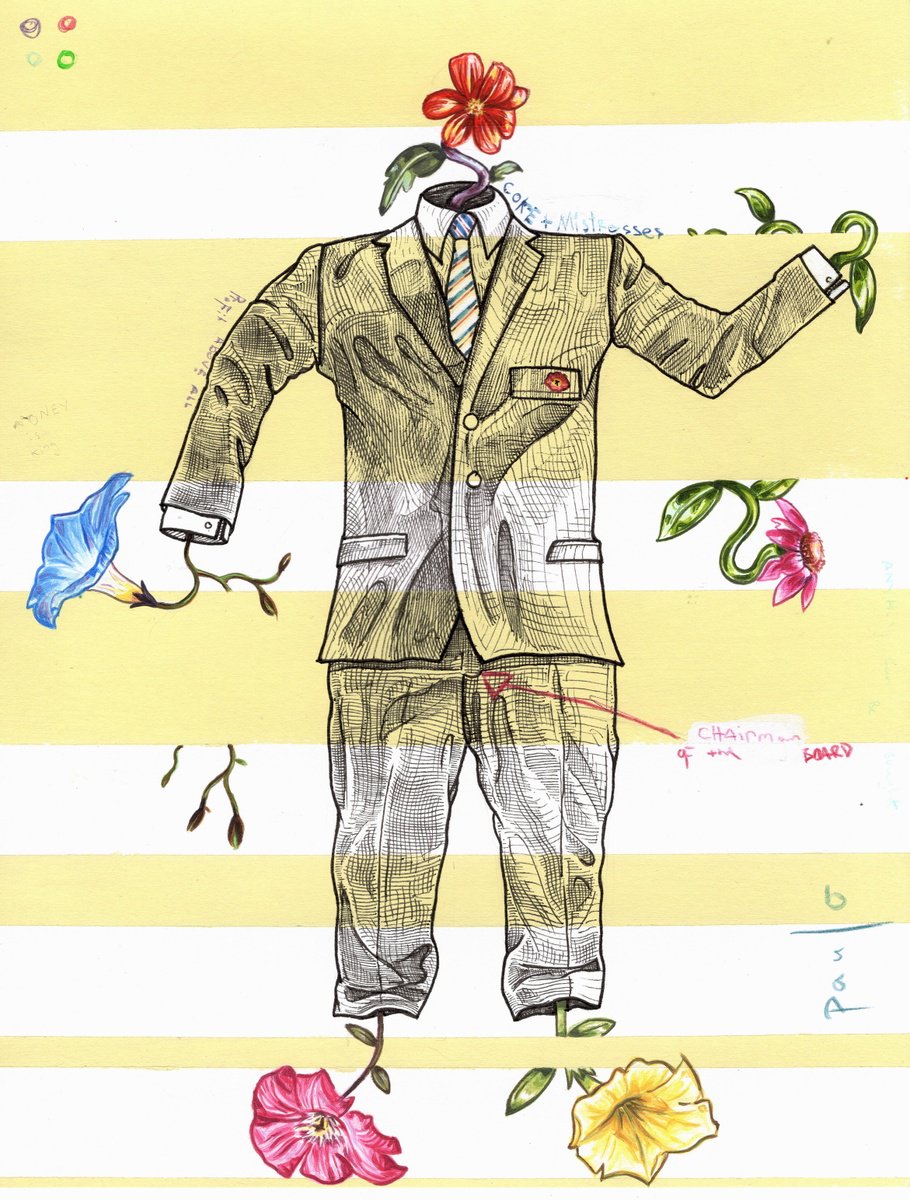 Illustrative Botanical Acrylic Painting By Paul Ward, 10 X 13", Compost The Rich, Original Artwork