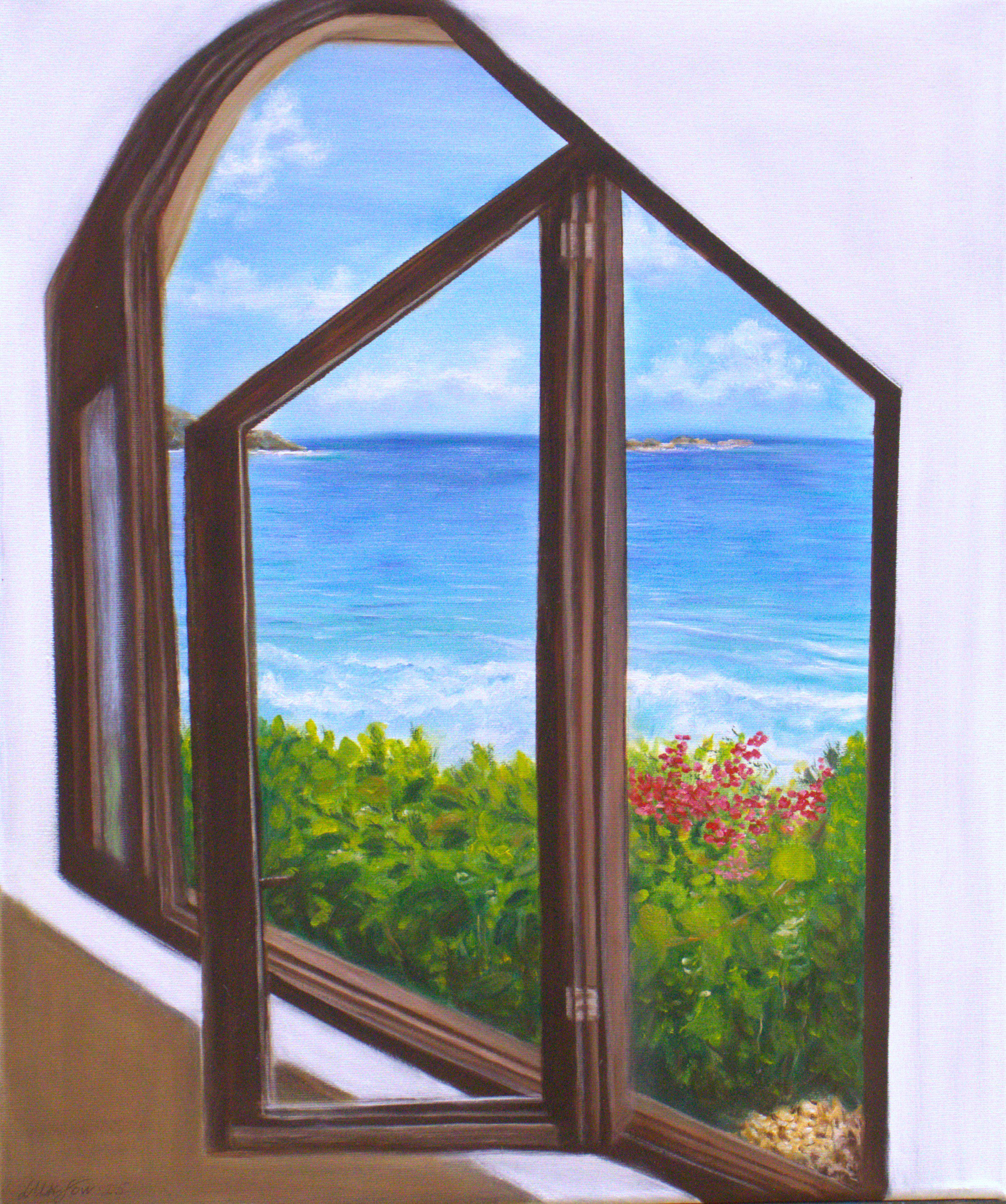 Photorealistic Landscape Oil Painting By Ludmilla Ukrow, 20 X 24", Ocean View, Original Artwork