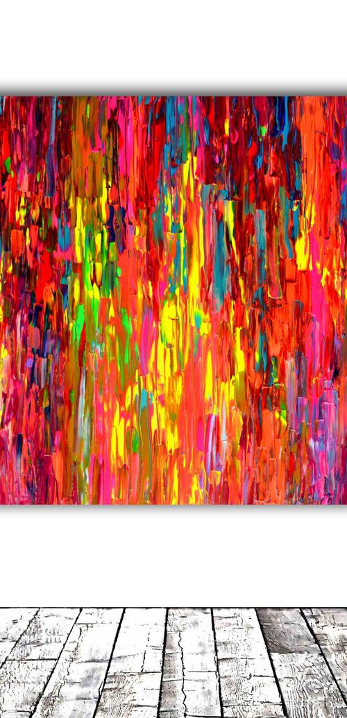 160x100x4 cm Happy Gypsy Girl Dancing Around the Fire 5 - XXXL Huge Modern Abstract Big Painting, FREE SHIPPING - Large Painting - Ready to Hang, Hotel and Restaurant Wall Decoration by Soos Tiberiu