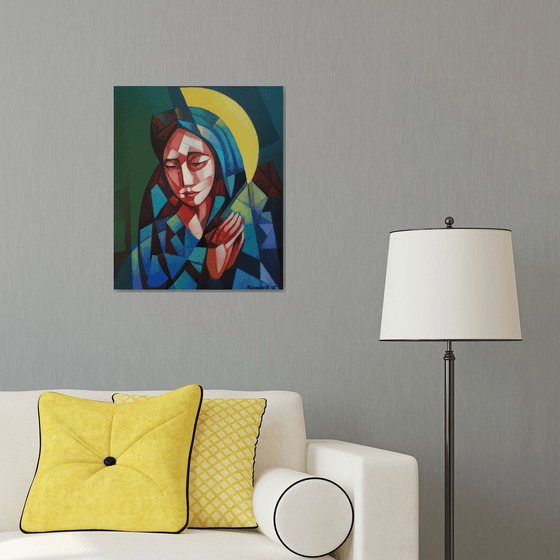 Cubism - Prayer (60x50cm, cubism, oil painting, ready to hang)