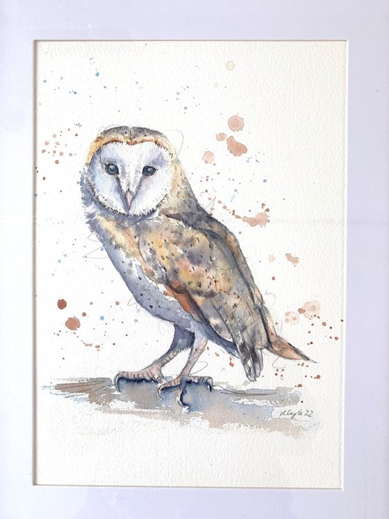 Watercolour Barn Owl