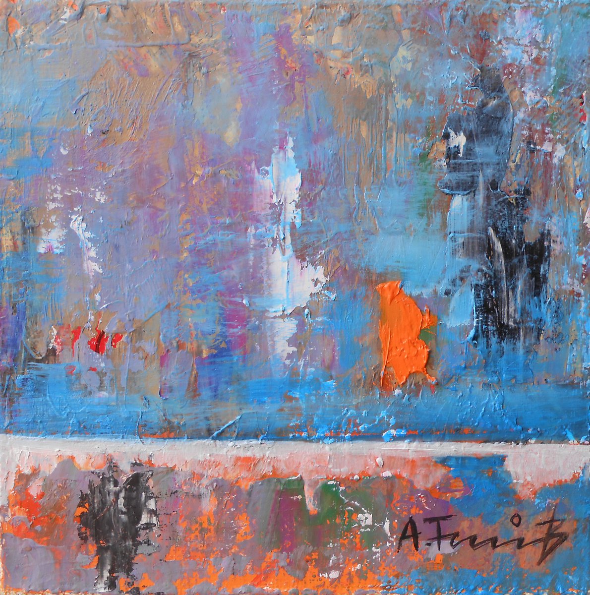 Abstract Oil Painting By Alexander Titorenkov, 6 X 6, Abstract Ii, Original Artwork