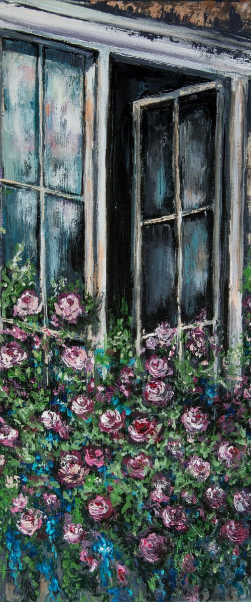 "Provencal window" Original acryl painting on canvas 50x70x2cm.ready to hang by Elena Kraft