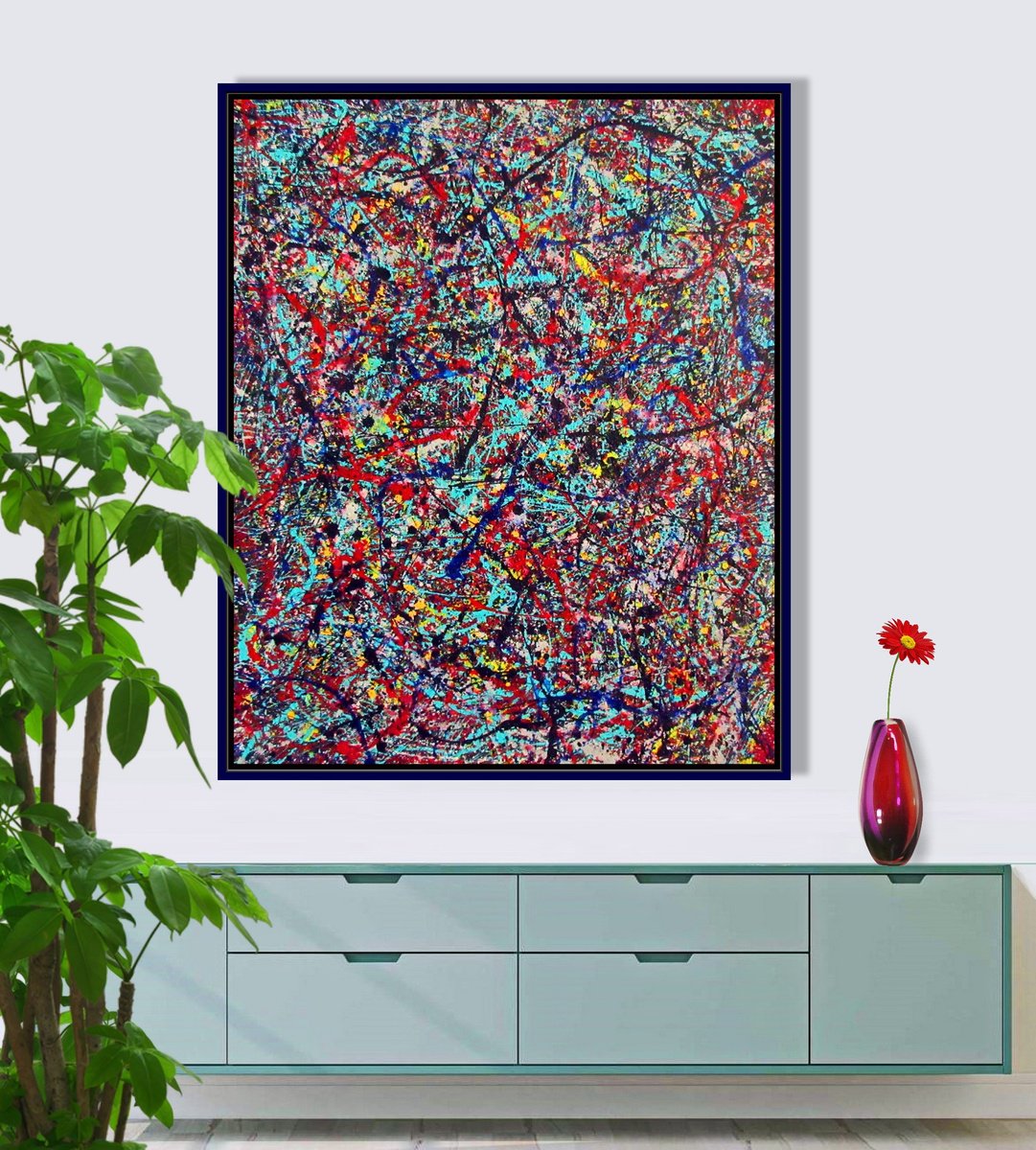 CONVERGENCE 12, Pollock style, framed by Tomaz Gorjanc - Tomo