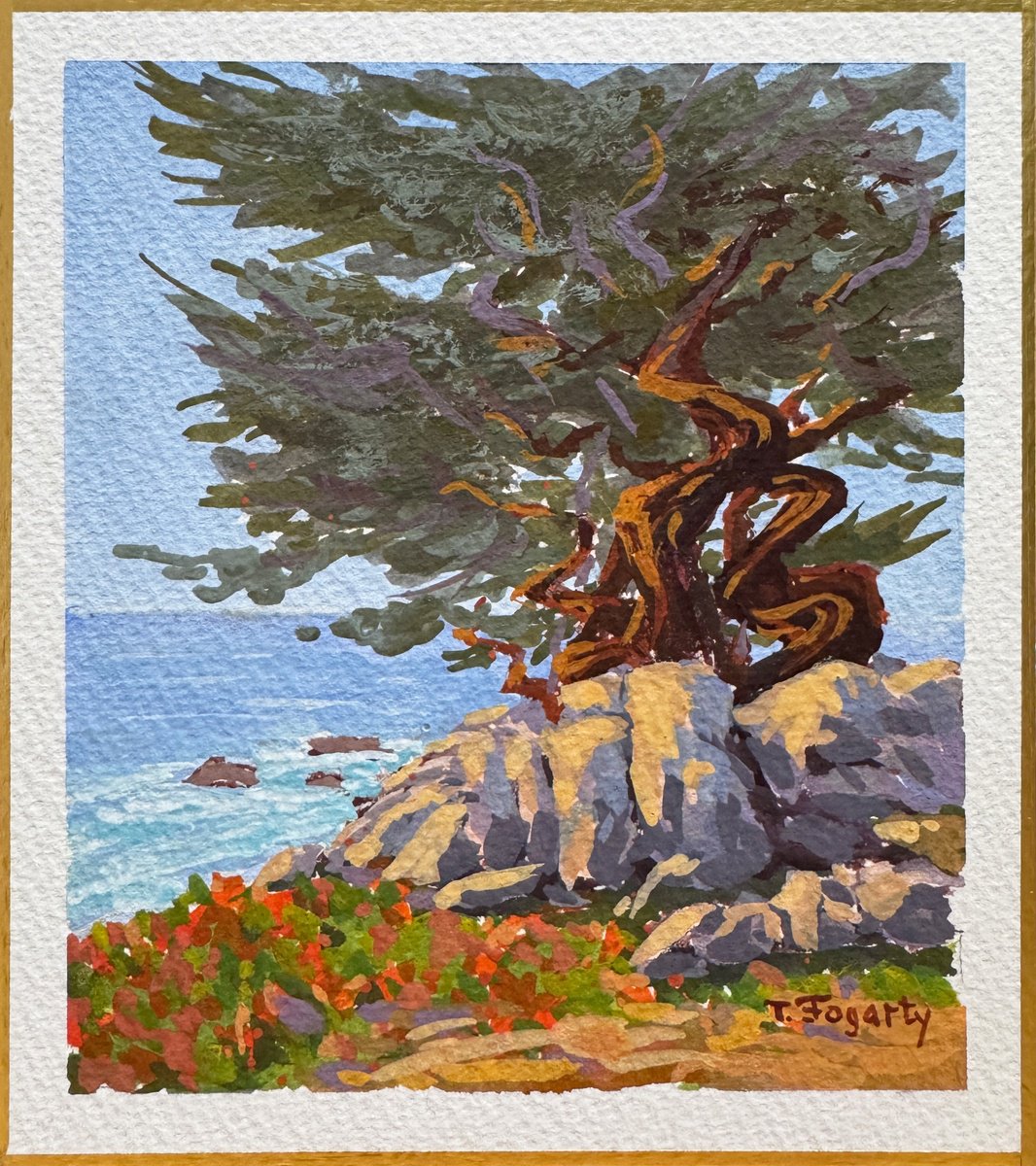 Impressionistic Landscape Painting By Tatyana Fogarty, 5 X 5", Ghost Trees And Rocks, Original Artwork