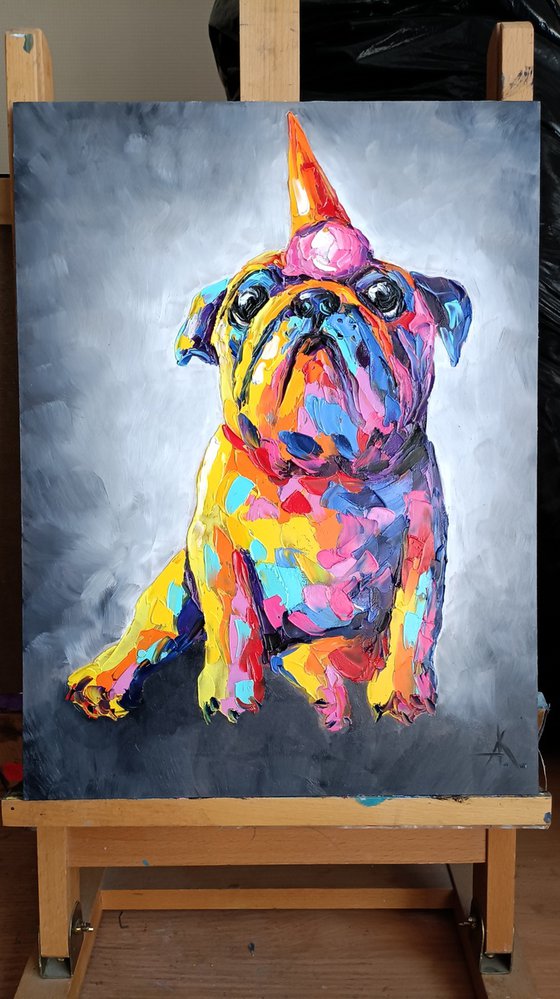 Pug dog - oil painting