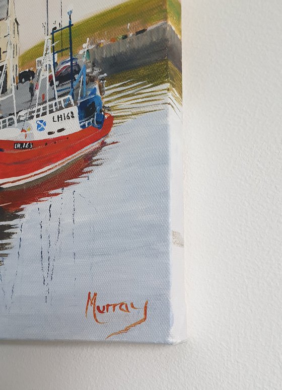 Eyemouth Harbour Fishing Boats Scottish Landscape Painting