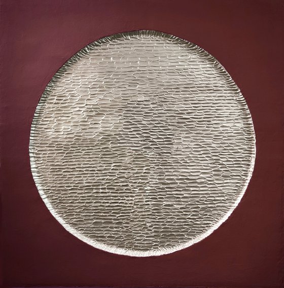 "Burgundy Mars" Burgundy silver abstract art