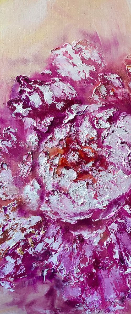 PINK DESSERT - Textured peony. Abstraction in pastel colors. Delicate pink flower. Peony large petals. Spring. Heat. Freshness. by Marina Skromova