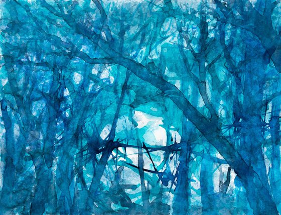 Abstract landscape - In the woodland : The witches trees #2 - watercolor