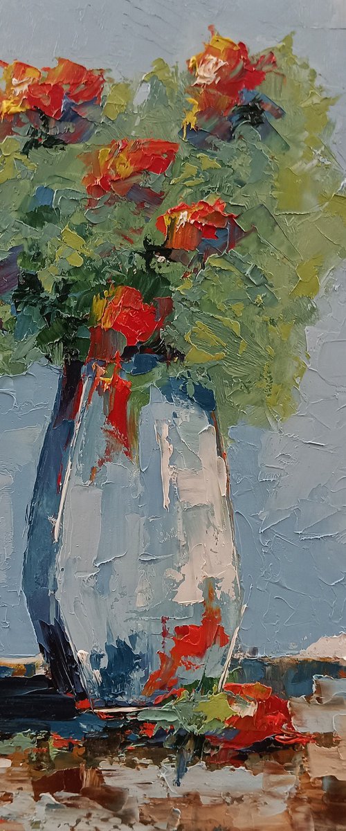 Modern still life painting. Flowers in vase by Marinko Šaric