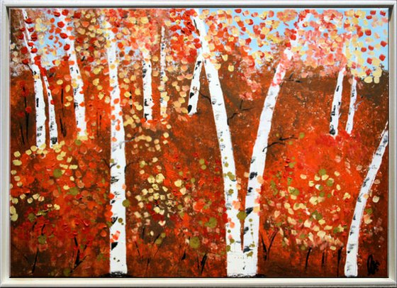 Birchwood - Abstract - Acrylic Painting - Canvas Art - Wall Art - Landscape - Framed Art - Free Shipping