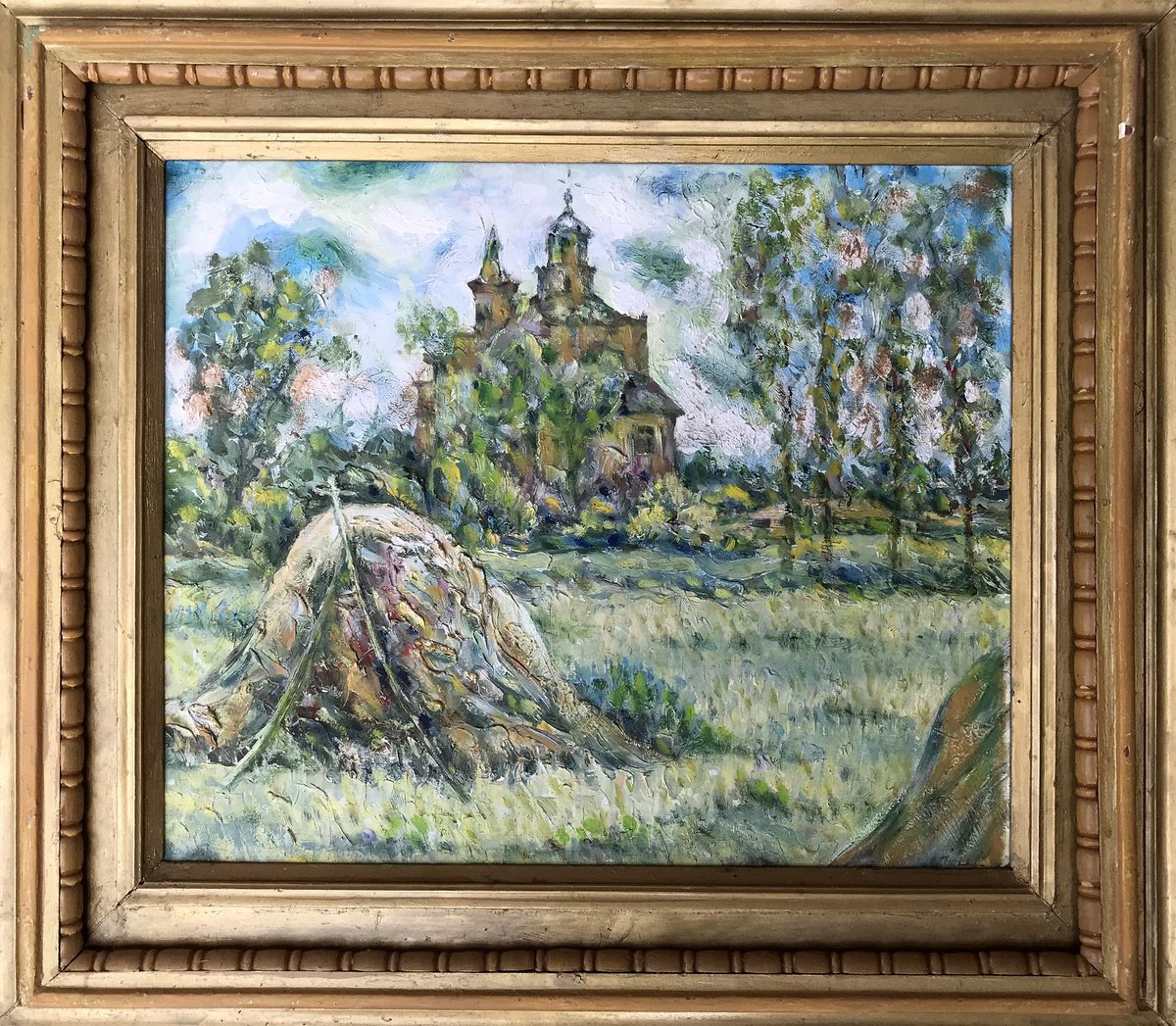 Impressionistic Landscape Oil Painting By Ivan Shapoval, 22 X 18, Intercession Church, Original Artwork